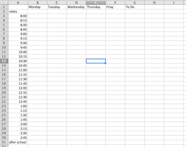 time schedule template with 15minute intervals DriverLayer Search Engine